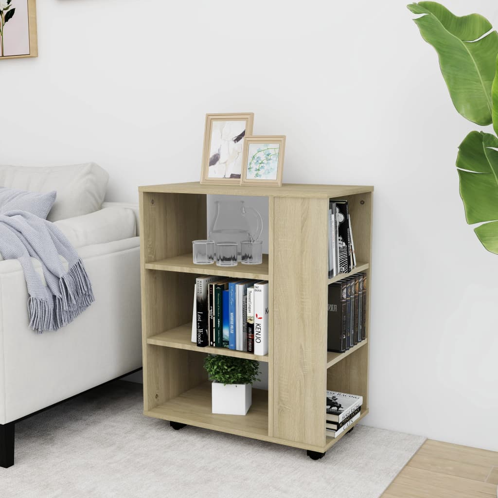 Mobiletto con Ruote Rovere Sonoma 60x35x75 cm Legno Multistrato | homemem39