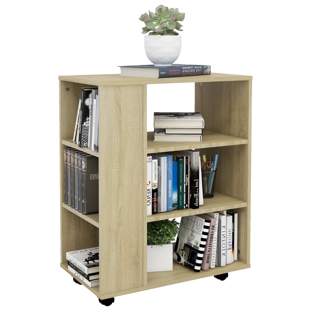 Mobiletto con Ruote Rovere Sonoma 60x35x75 cm Legno Multistrato | homemem39