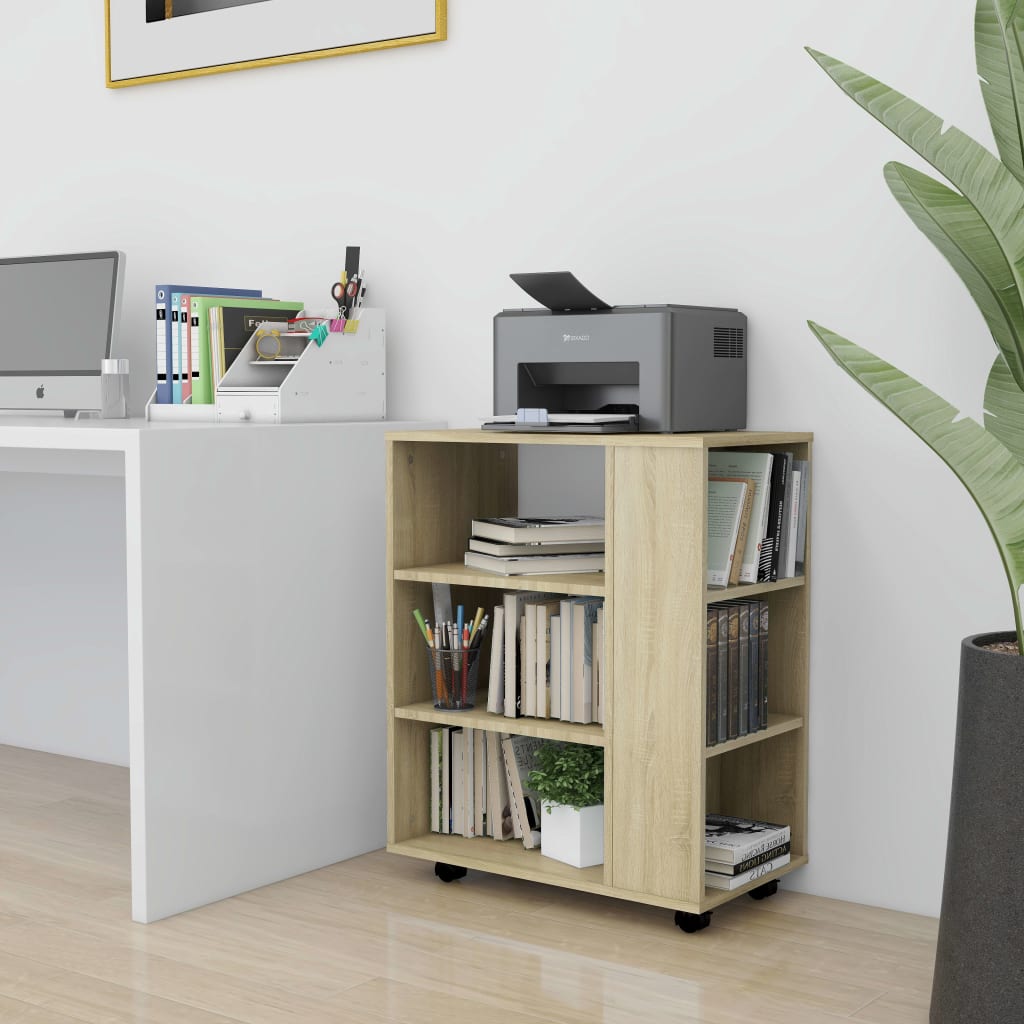 Mobiletto con Ruote Rovere Sonoma 60x35x75 cm Legno Multistrato | homemem39
