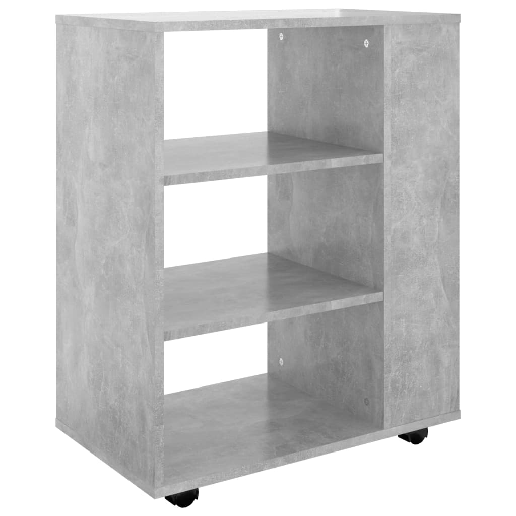 Mobiletto con Ruote Grigio Cemento 60x35x75cm Legno Multistrato | homemem39