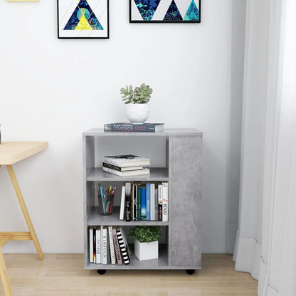 Mobiletto con Ruote Grigio Cemento 60x35x75cm Legno Multistrato | homemem39
