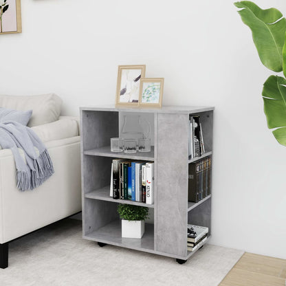 Mobiletto con Ruote Grigio Cemento 60x35x75cm Legno Multistrato | homemem39