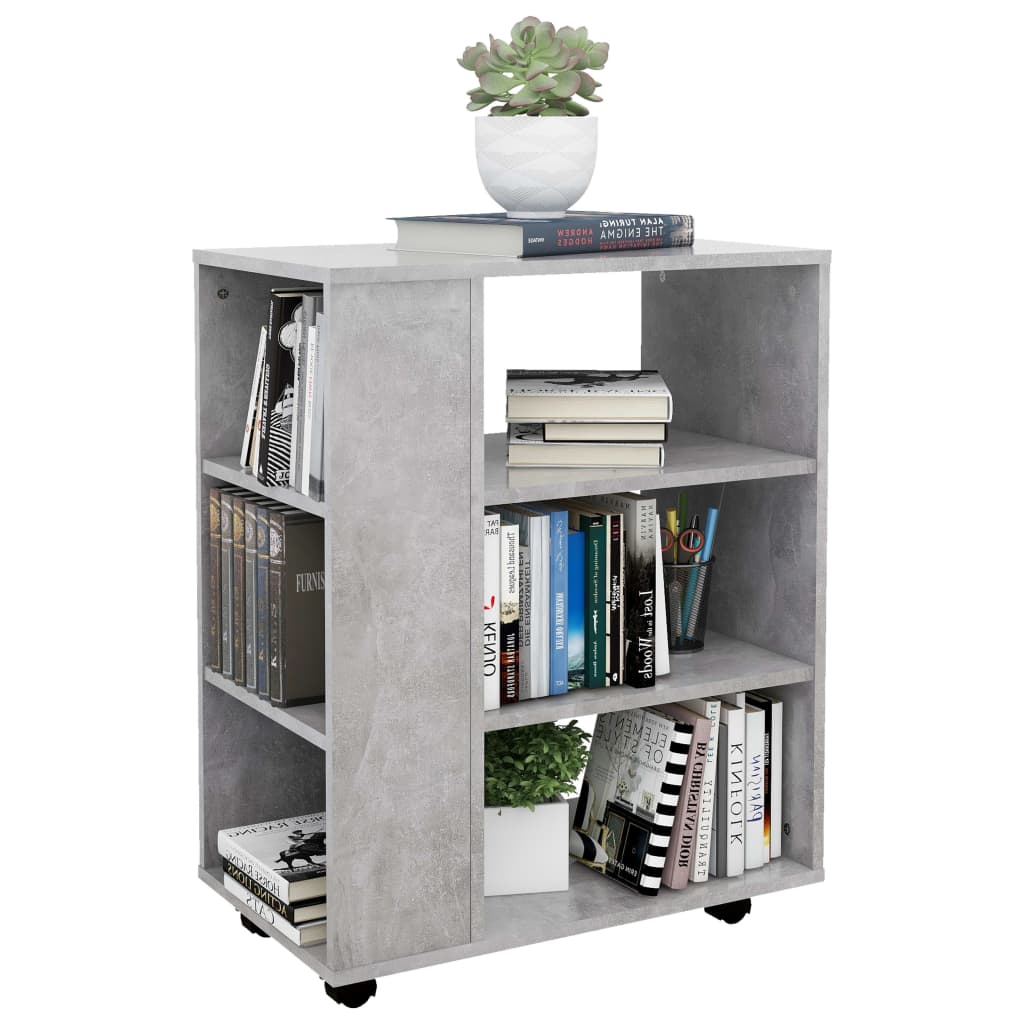 Mobiletto con Ruote Grigio Cemento 60x35x75cm Legno Multistrato | homemem39