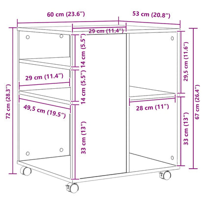 Mobiletto con Ruote Bianco 60x53x72 cm in Legno Multistrato | homemem39