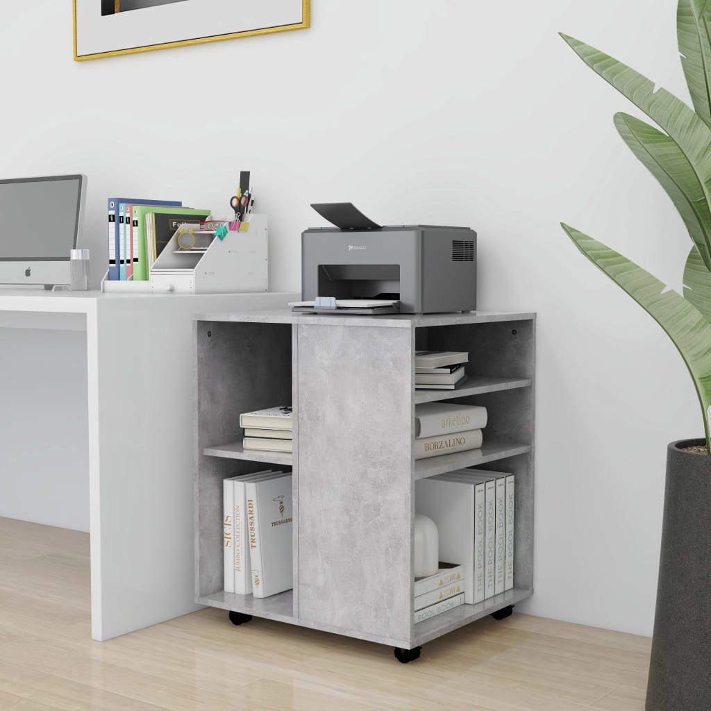 Mobiletto con Ruote Grigio Cemento 60x53x72cm Legno Multistrato - homemem39