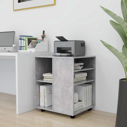 Mobiletto con Ruote Grigio Cemento 60x53x72cm Legno Multistrato - homemem39