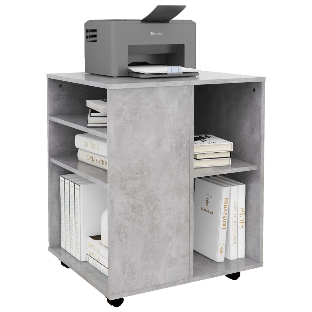 Mobiletto con Ruote Grigio Cemento 60x53x72cm Legno Multistrato - homemem39