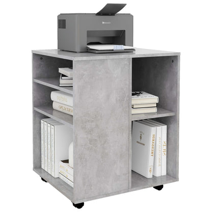 Mobiletto con Ruote Grigio Cemento 60x53x72cm Legno Multistrato - homemem39