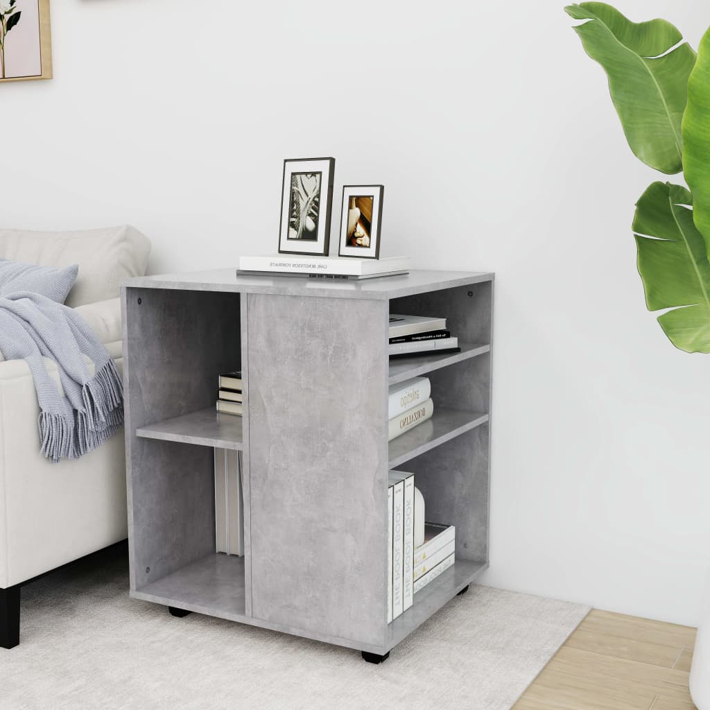 Mobiletto con Ruote Grigio Cemento 60x53x72cm Legno Multistrato - homemem39