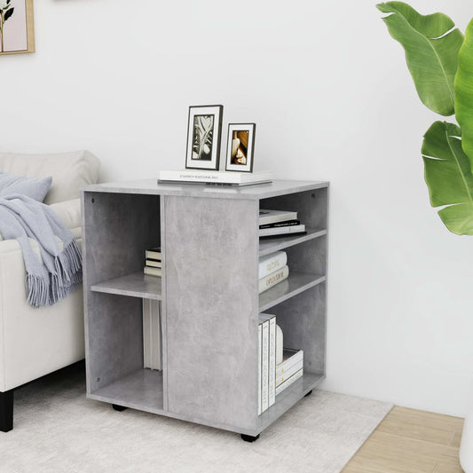 Mobiletto con Ruote Grigio Cemento 60x53x72cm Legno Multistrato - homemem39