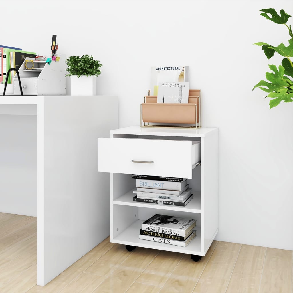 Mobiletto con Ruote Bianco 46x36x59 cm in Legno Multistrato - homemem39