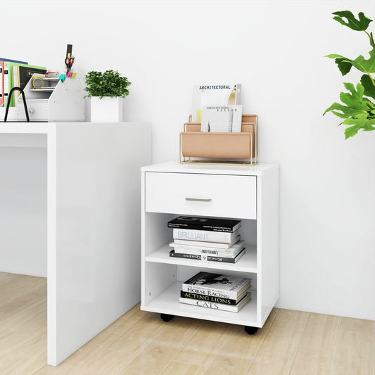 Mobiletto con Ruote Bianco 46x36x59 cm in Legno Multistrato - homemem39