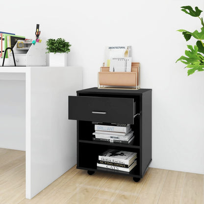 Mobiletto con Ruote Nero 46x36x59 cm in Legno Multistrato - homemem39