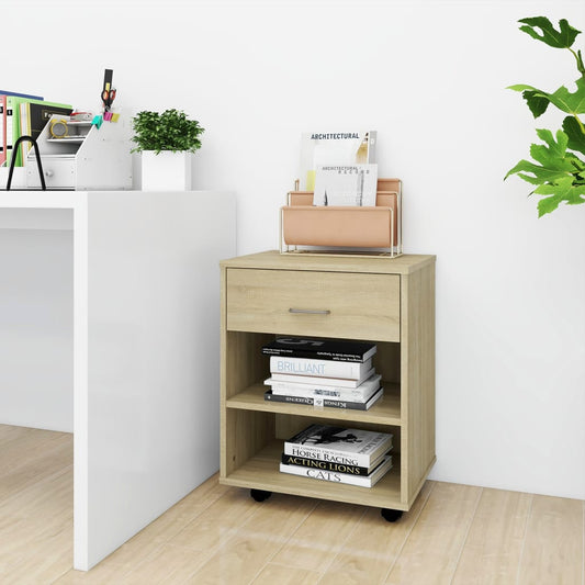Mobiletto con Ruote Rovere Sonoma 46x36x59 cm Legno Multistrato - homemem39