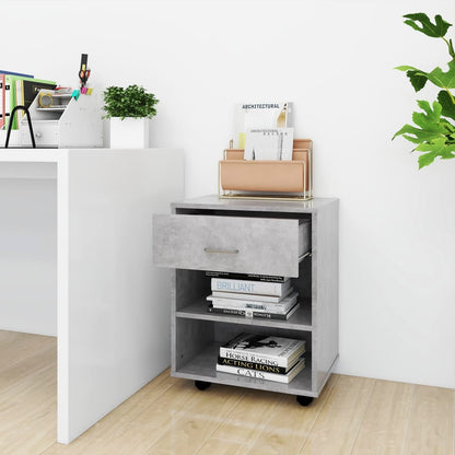 Mobiletto con Ruote Grigio Cemento 46x36x59cm Legno Multistrato - homemem39