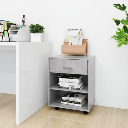 Mobiletto con Ruote Grigio Cemento 46x36x59cm Legno Multistrato - homemem39