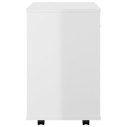 Mobiletto con Ruote Bianco Lucido 46x36x59 cm Legno Multistrato - homemem39