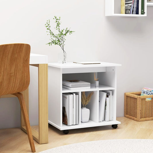 Mobiletto con Ruote Bianco 60x45x60 cm in Legno Multistrato - homemem39