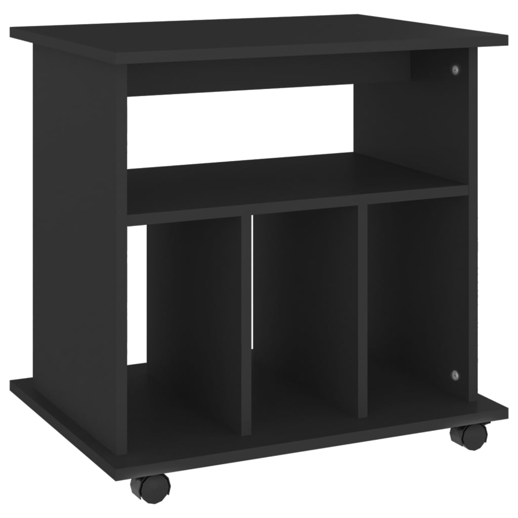 Mobiletto con Ruote Nero 60x45x60 cm in Legno Multistrato - homemem39