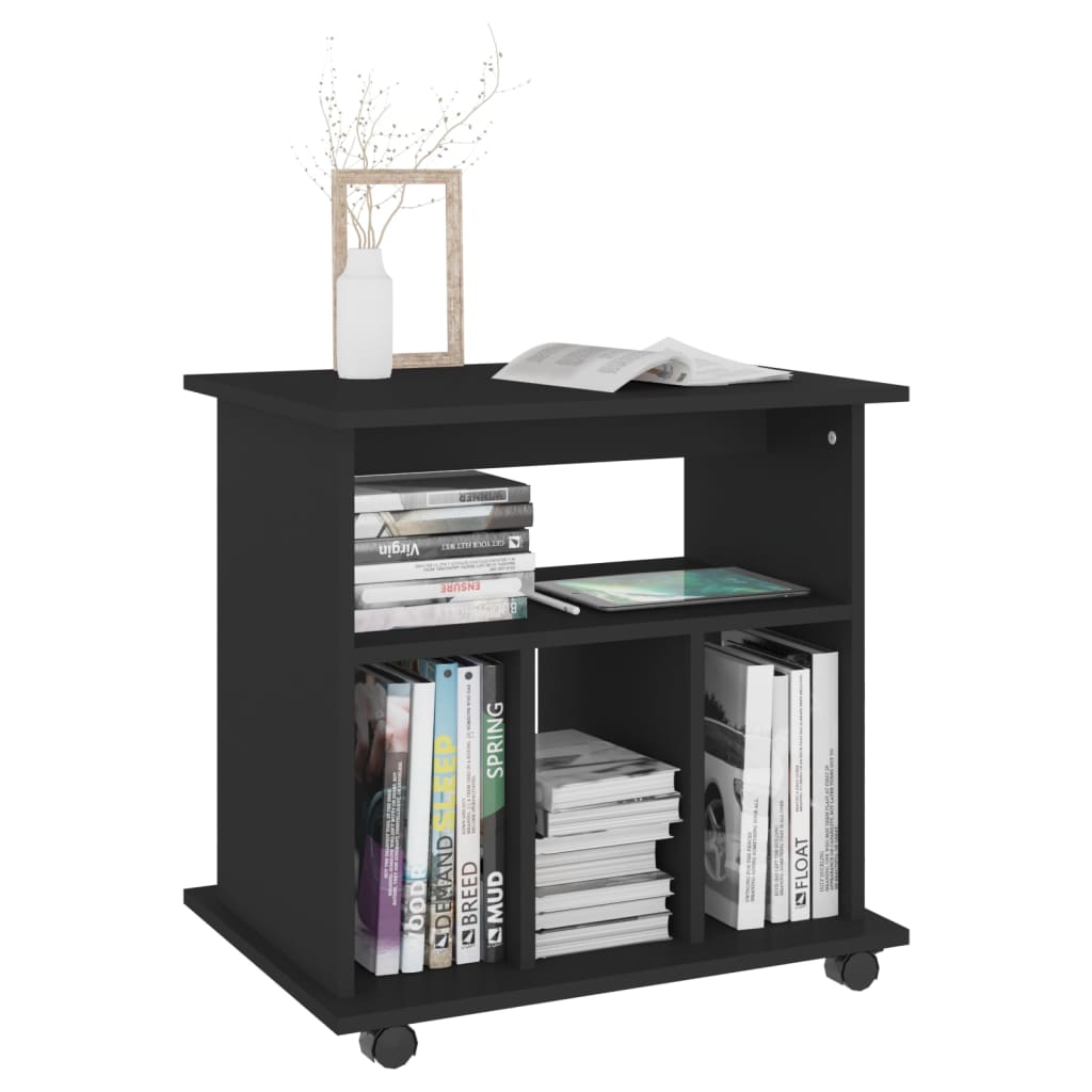 Mobiletto con Ruote Nero 60x45x60 cm in Legno Multistrato - homemem39