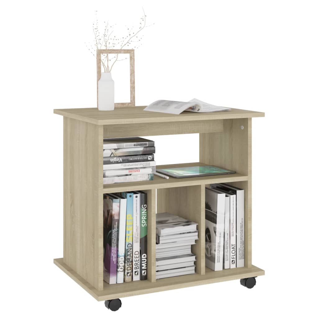 Mobiletto con Ruote Rovere Sonoma 60x45x60 cm Legno Multistrato | homemem39