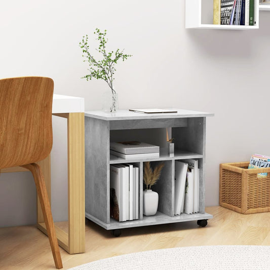 Mobiletto con Ruote Grigio Cemento 60x45x60cm Legno Multistrato - homemem39