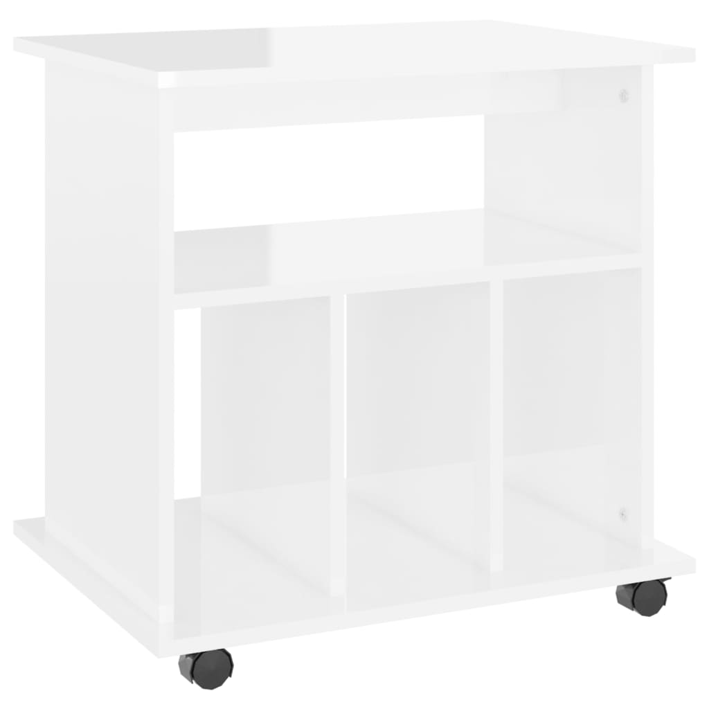 Mobiletto con Ruote Bianco Lucido 60x45x60 cm Legno Multistrato - homemem39