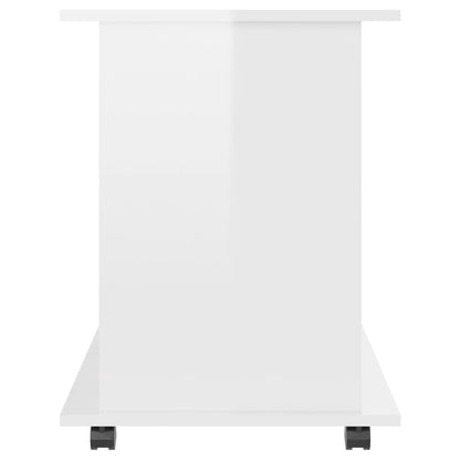 Mobiletto con Ruote Bianco Lucido 60x45x60 cm Legno Multistrato - homemem39