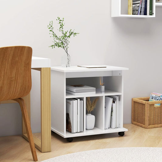 Mobiletto con Ruote Bianco Lucido 60x45x60 cm Legno Multistrato - homemem39