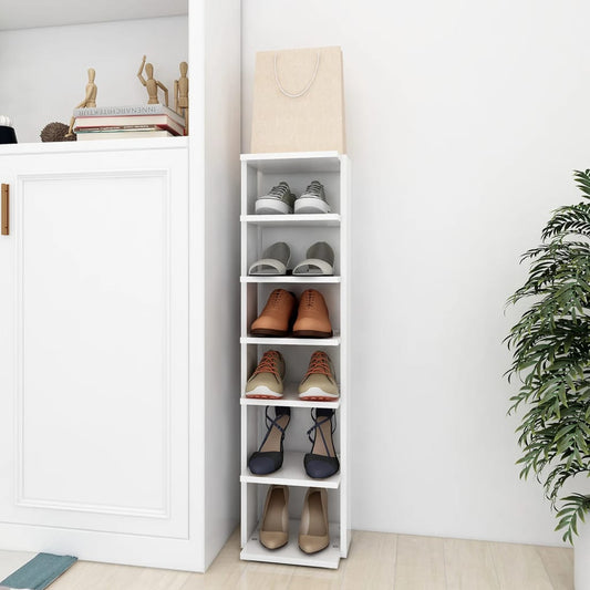 Scarpiera Bianca 27,5x27x102 cm in Legno Multistrato - homemem39
