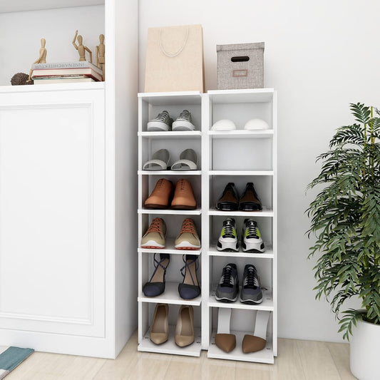 Scarpiere 2 pz Bianche 27,5x27x102 cm in Legno Multistrato - homemem39