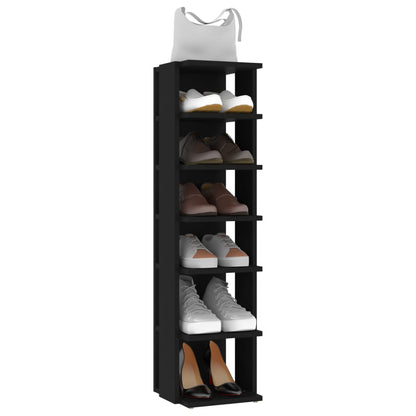 Scarpiera Nera 27,5x27x102 cm in Legno Multistrato - homemem39