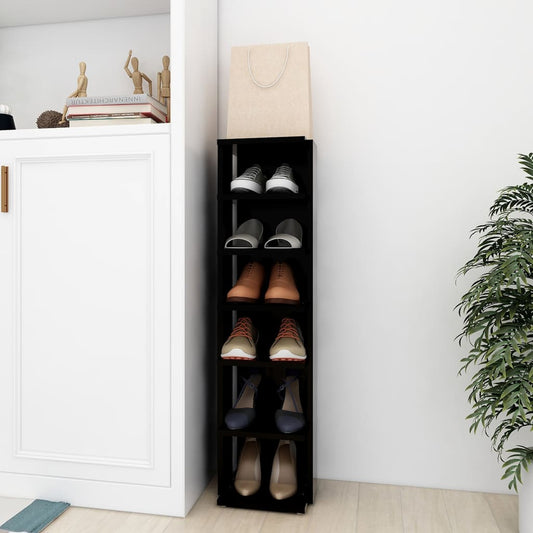 Scarpiera Nera 27,5x27x102 cm in Legno Multistrato - homemem39