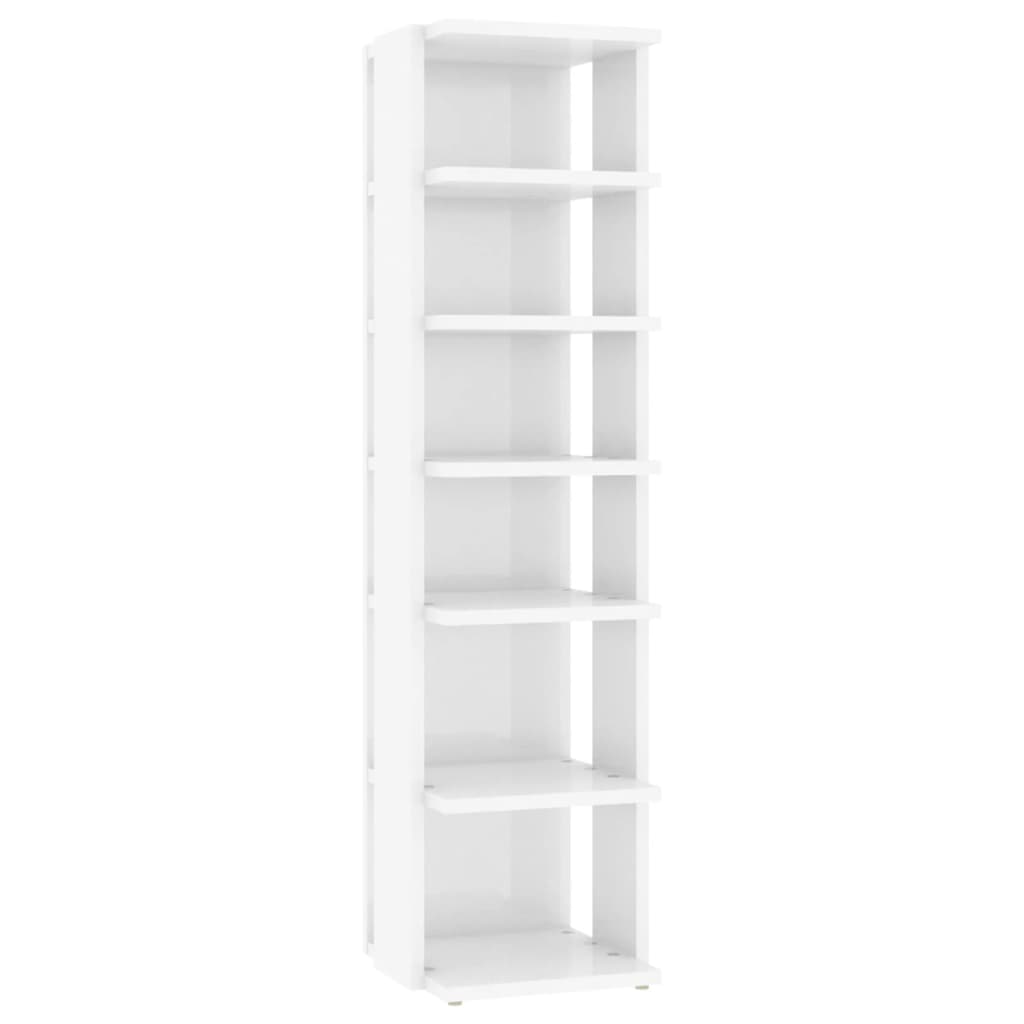 Scarpiera Bianco Lucido 27,5x27x102 cm in Legno Multistrato - homemem39