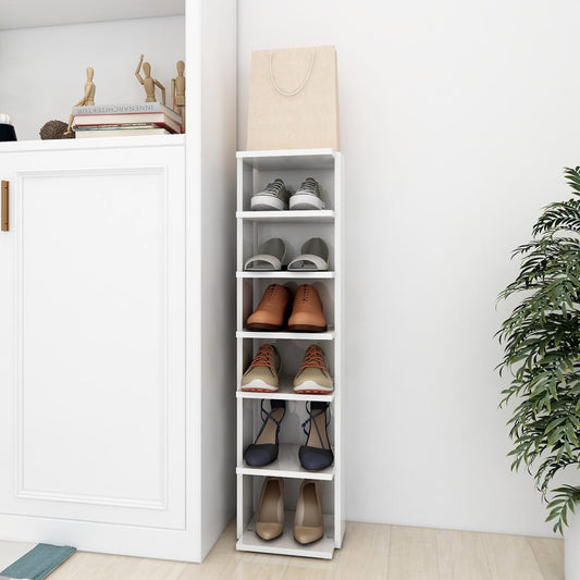 Scarpiera Bianco Lucido 27,5x27x102 cm in Legno Multistrato - homemem39