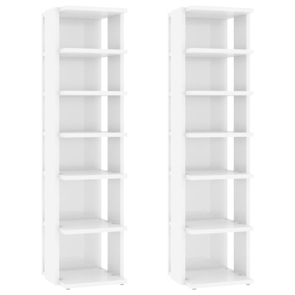 Scarpiere 2 pz Bianco Lucido 27,5x27x102 cm - homemem39