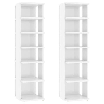 Scarpiere 2 pz Bianco Lucido 27,5x27x102 cm - homemem39