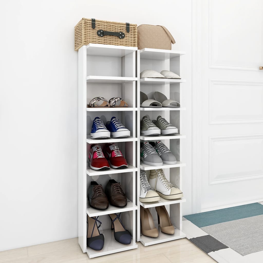 Scarpiere 2 pz Bianco Lucido 27,5x27x102 cm - homemem39