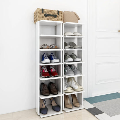 Scarpiere 2 pz Bianco Lucido 27,5x27x102 cm - homemem39