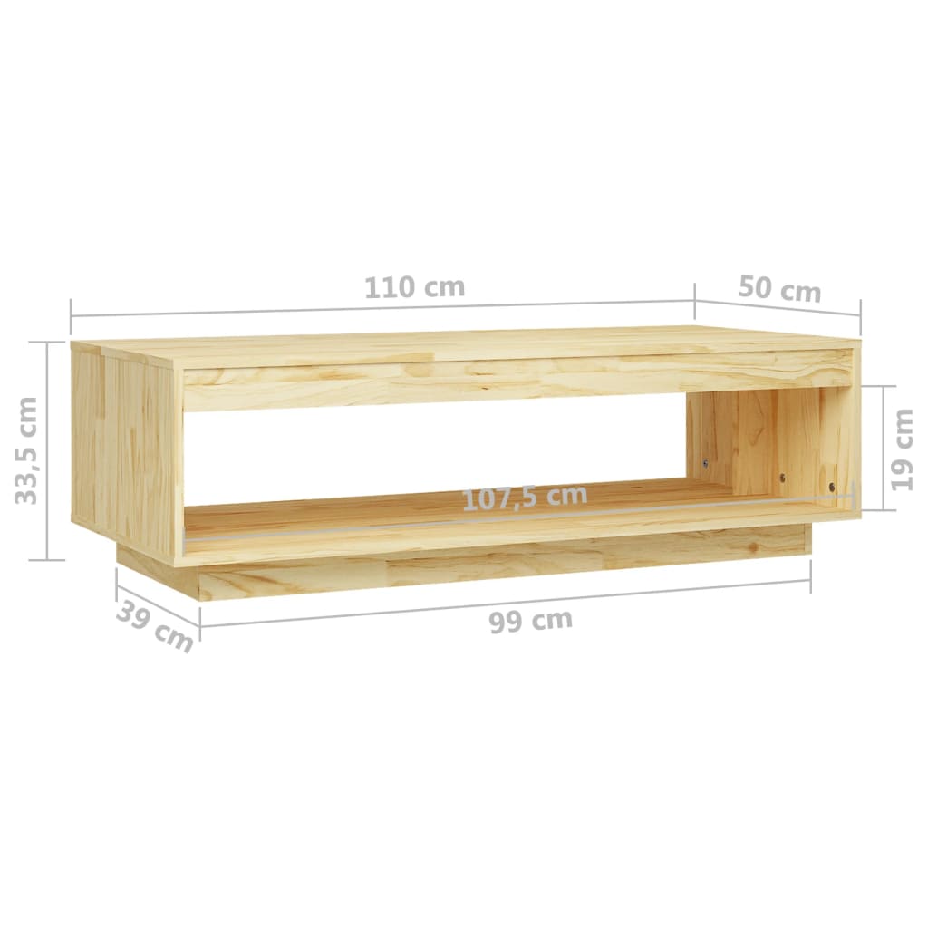 Tavolino da Salotto 110x50x33,5 cm in Legno Massello di Pino | homemem39