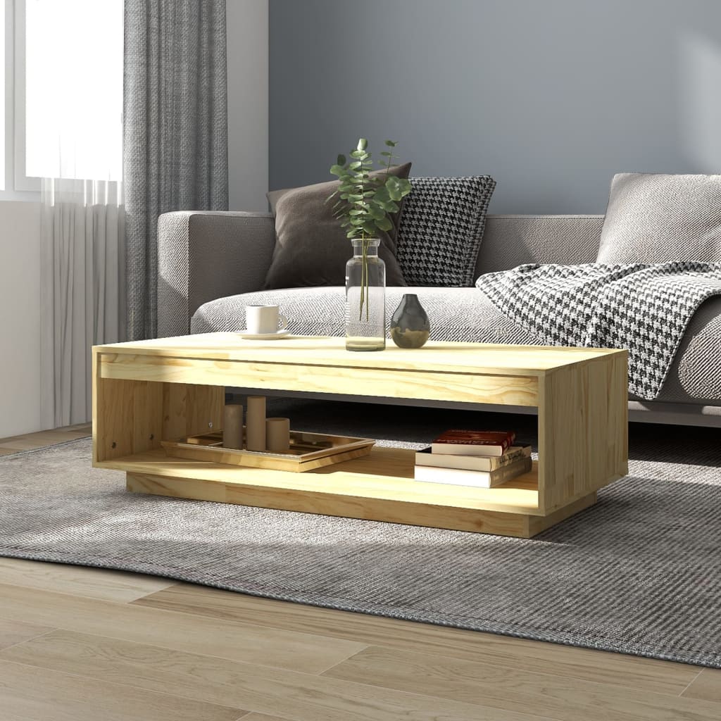 Tavolino da Salotto 110x50x33,5 cm in Legno Massello di Pino | homemem39