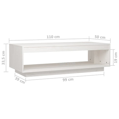 Tavolino da Salotto Bianco 110x50x33,5 cm in Legno di Pino | homemem39