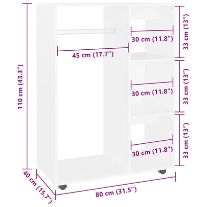 Armadio Bianco 80x40x110 cm in Truciolato - homemem39