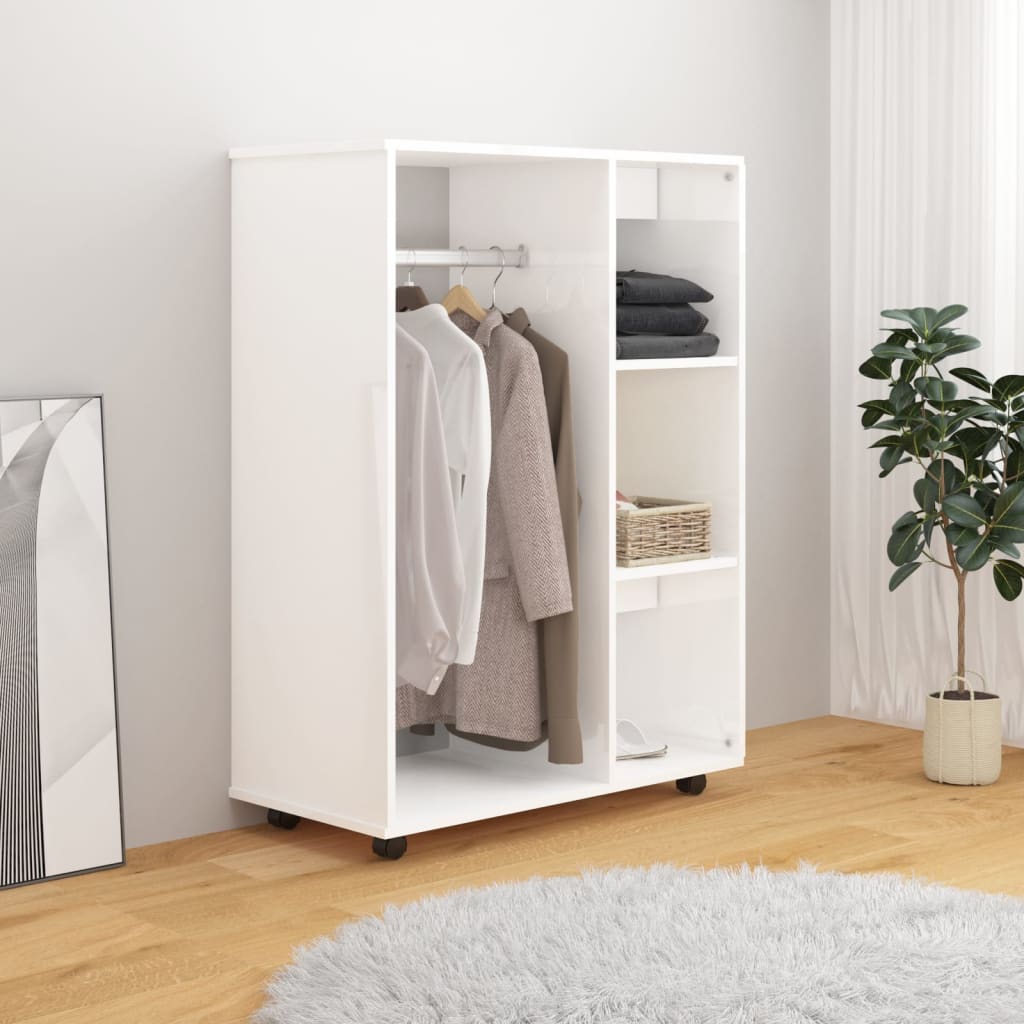 Armadio Bianco Lucido 80x40x110 cm in Legno Multistrato - homemem39