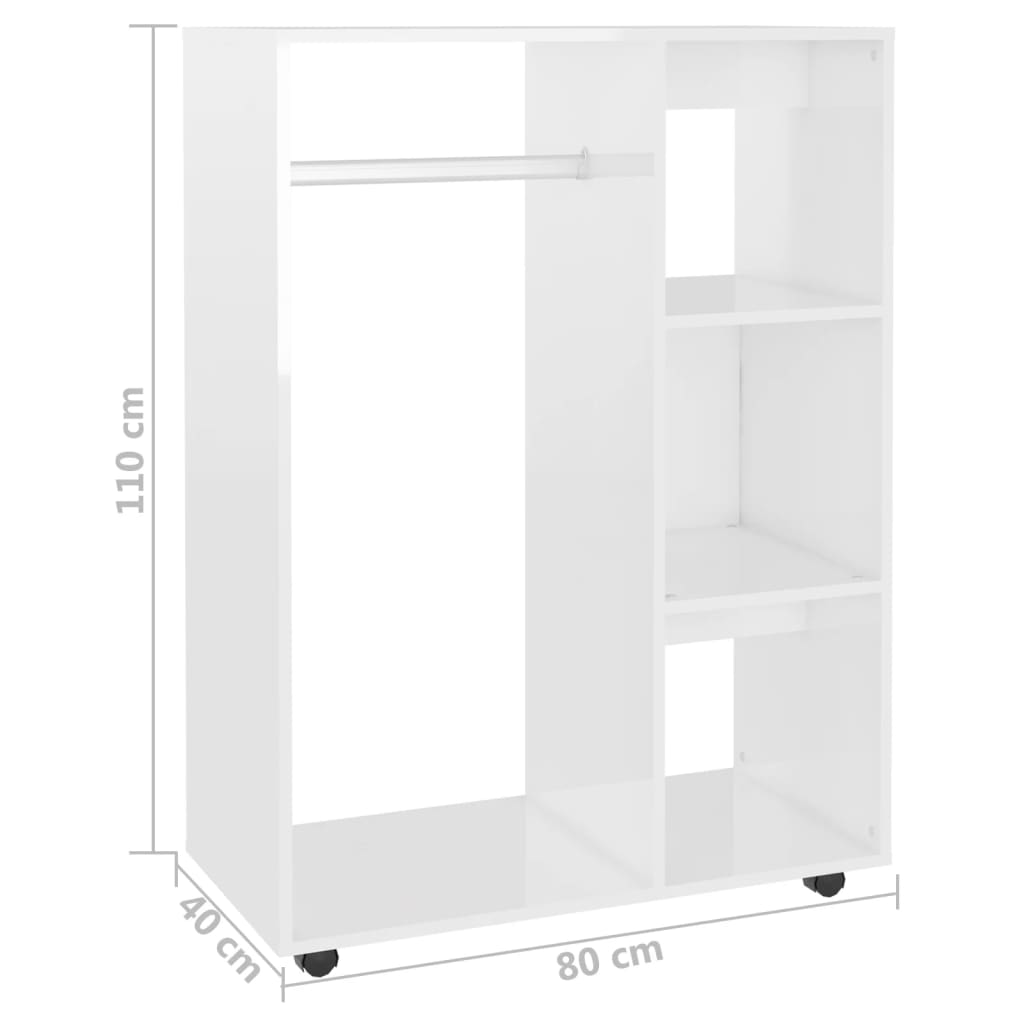 Armadio Bianco Lucido 80x40x110 cm in Legno Multistrato - homemem39