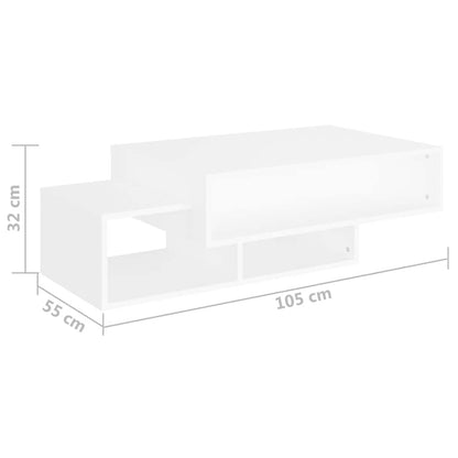 Tavolino da Salotto Bianco 102x55x42 cm Legno Legno Multistrato | homemem39