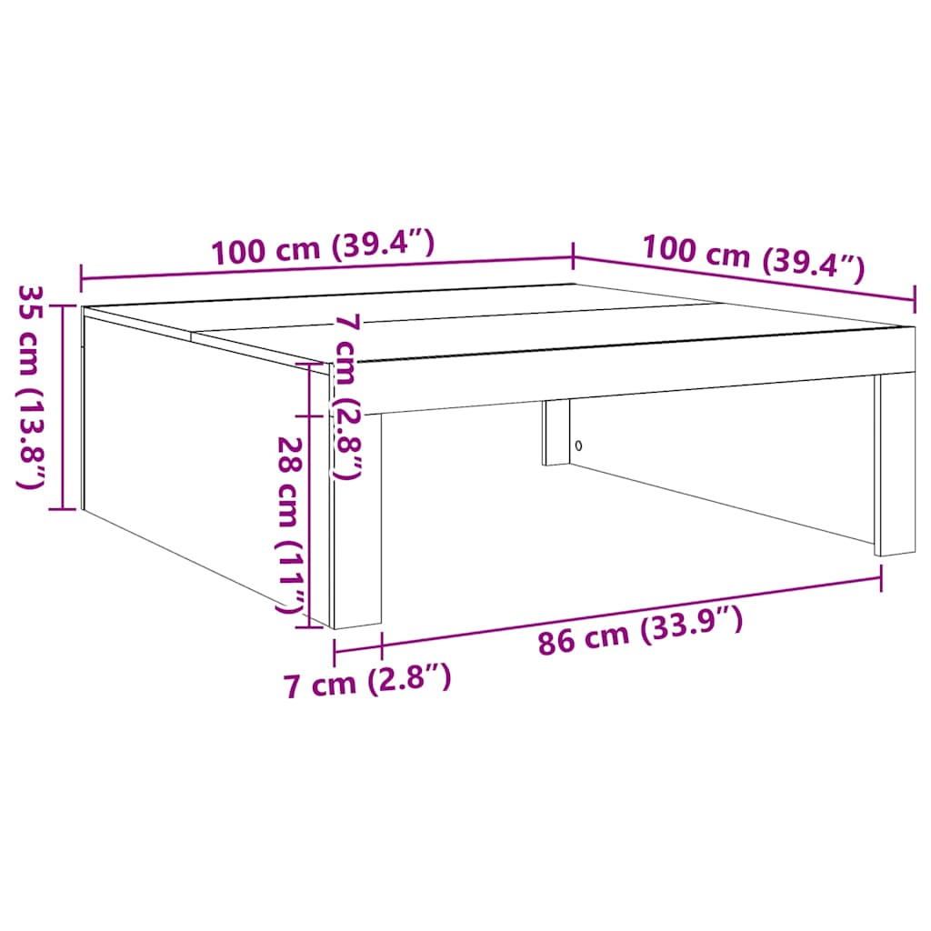 Tavolino da Salotto Nero 100x100x35 cm in Truciolato | homemem39