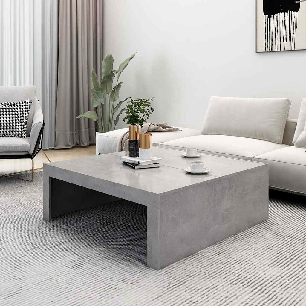 Tavolino Salotto Grigio Cemento 100x100x35 cm Legno Multistrato
