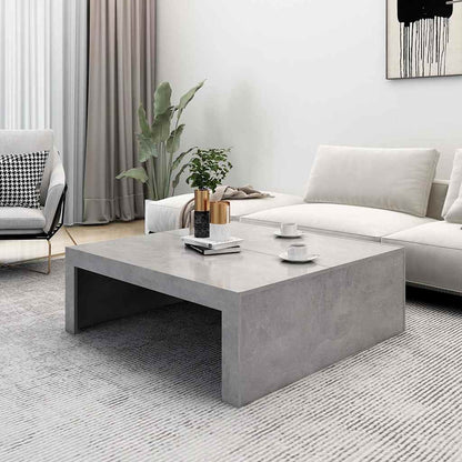 Tavolino Salotto Grigio Cemento 100x100x35 cm Legno Multistrato