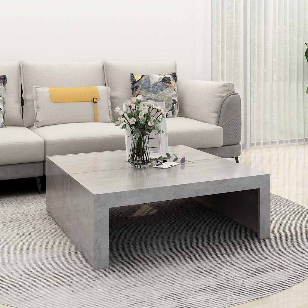 Tavolino da Salotto Grigio Cemento 100x100x35 cm Truciolato | homemem39
